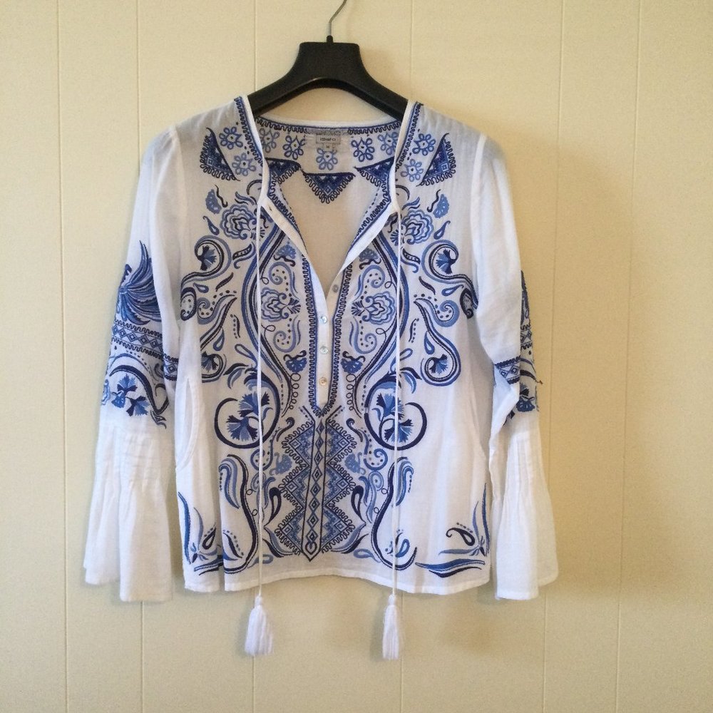 Anthropologies Isato Zocalo embroidered blouse